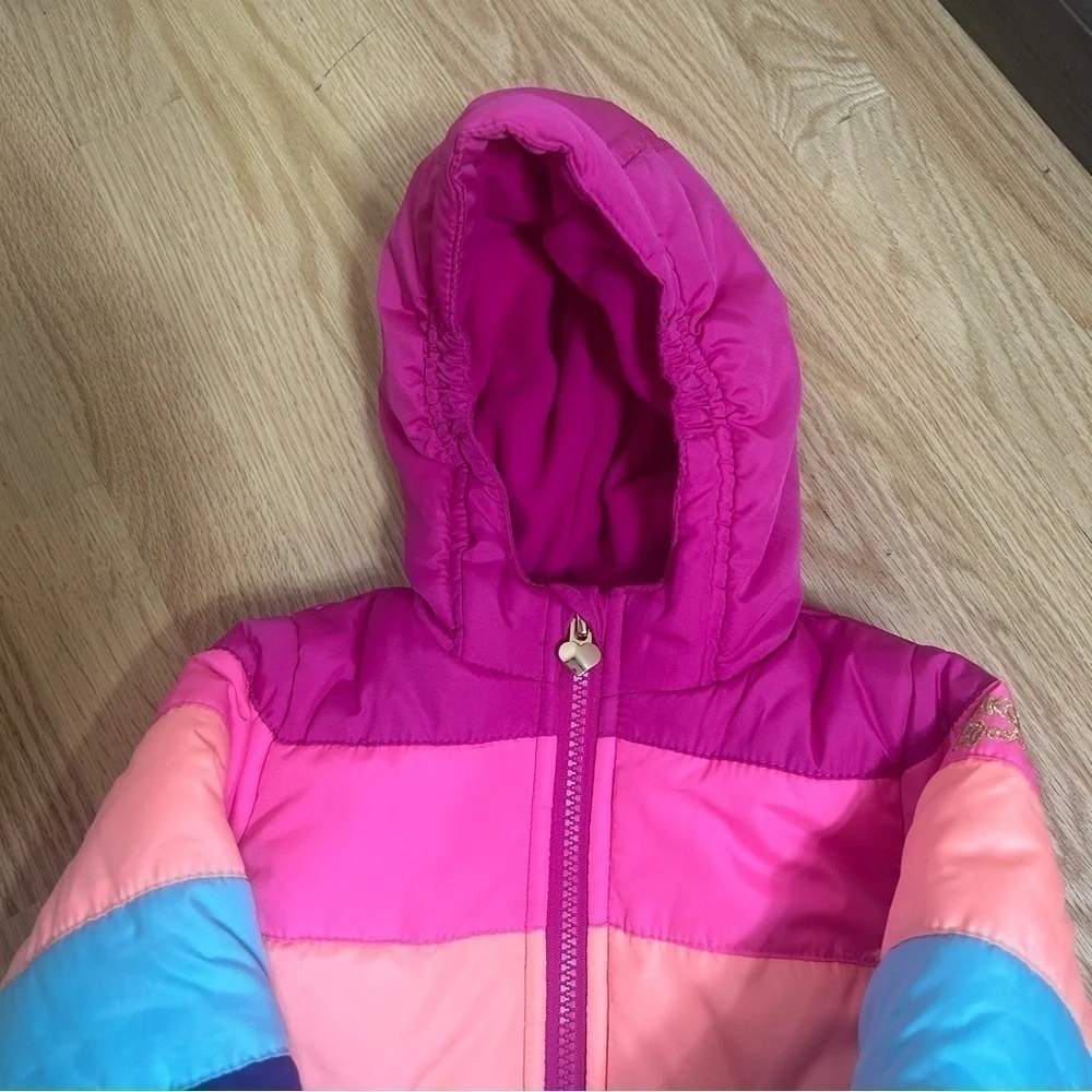 OshKosh B’gosh Puffer Jacket NWT 12 mos Pink Peach Blue Baby Kids Hooded
